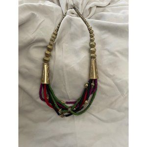 80s Era Vintage Multi-color Gold Time Beaded 7-Strand Necklace